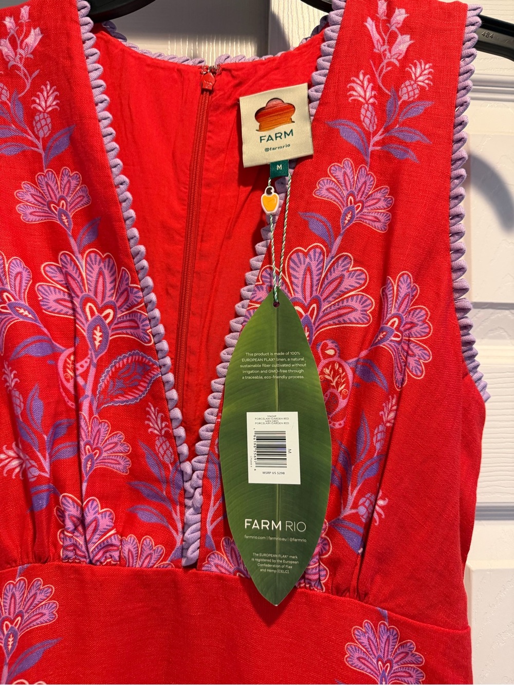 NWT FARM Rio, Porcelain Garden Red Maxi Dress, Floral Design - Picture 7 of 8